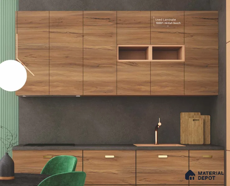 Wooden Look LM 01718 British Beech 8 ft x 4 ft High Gloss Finish Decorative Laminate - 1 mm | Suitable for TV Unit, Wardrobe, Kitchen Cabinets