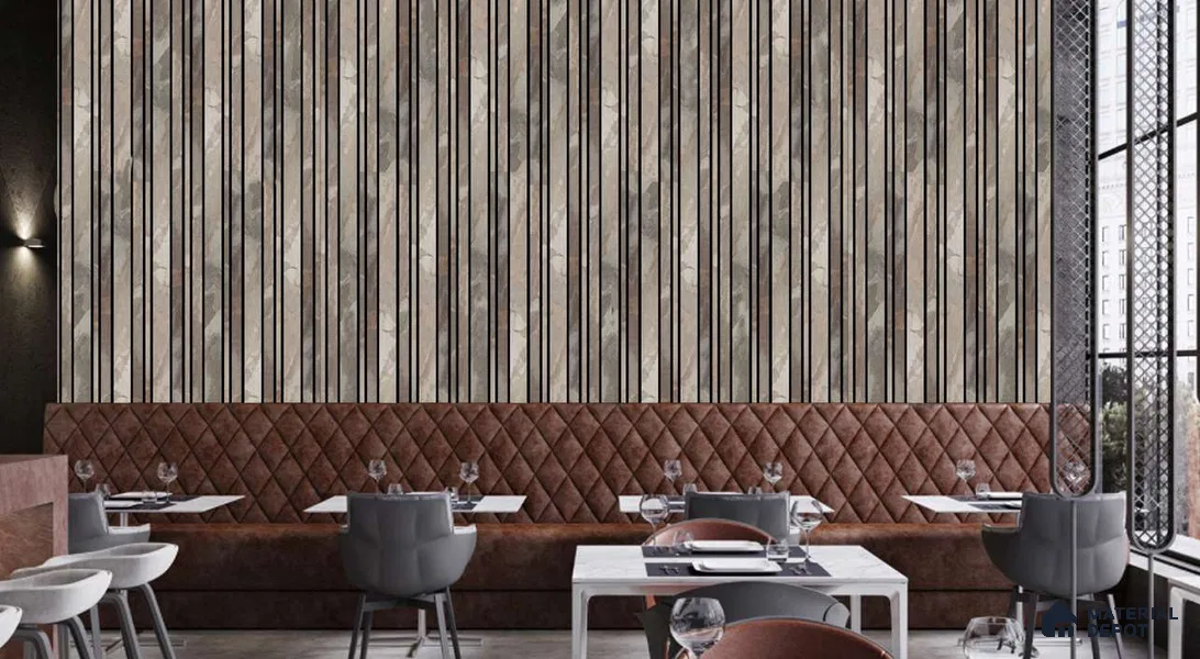 Brown Stone Louver PN 03754 8 ft x 7.9 inch PVC Panel - 14 mm | Suitable for Feature Wall, TV Unit & Living Room | Width is Subjected to 5% Variation