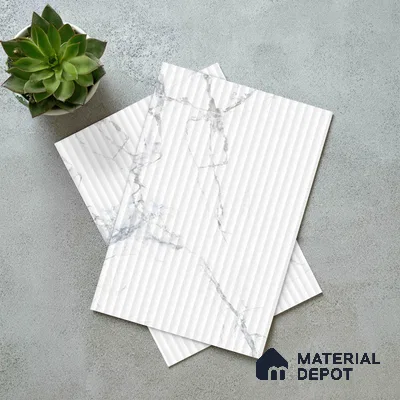 Marble Fluted Look LM 15519 Cloud Italino 8 ft x 4 ft Texture Finish Decorative Laminate - 1 mm | Suitable for TV Unit, Wardrobe, Kitchen Cabinets