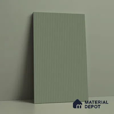 Sage Green Fluted Solid Color Look LM 15517 Fornum & Mason 8 ft x 4 ft Texture Finish Decorative Laminate - 1 mm | Suitable for TV Unit, Wardrobe, Kitchen Cabinets