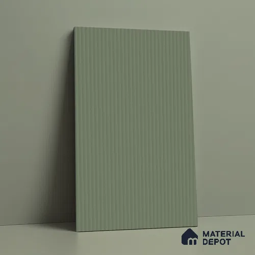 Sage Green Fluted Solid Color Look LM 15517 Fornum & Mason 8 ft x 4 ft Texture Finish Decorative Laminate - 1 mm | Suitable for TV Unit, Wardrobe, Kitchen Cabinets