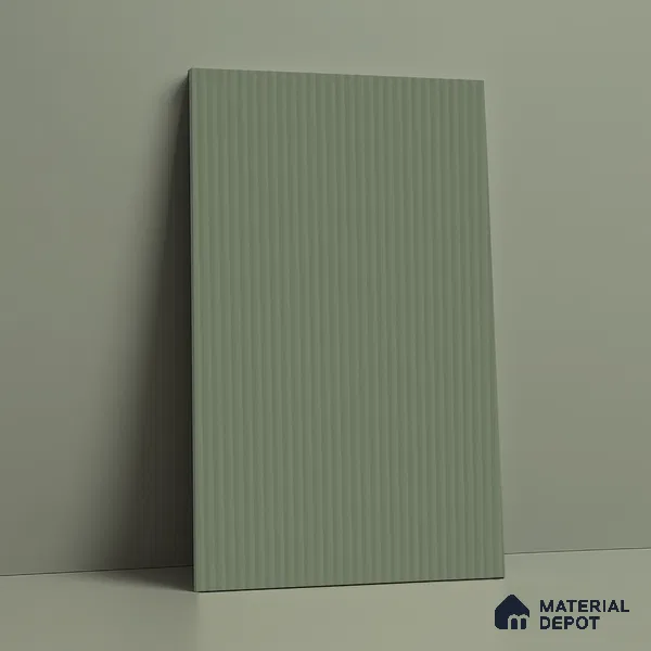Sage Green Fluted Solid Color Look LM 15517 Fornum & Mason 8 ft x 4 ft Texture Finish Decorative Laminate - 1 mm | Suitable for TV Unit, Wardrobe, Kitchen Cabinets