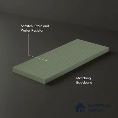Sage Green Fluted Solid Color Look LM 15517 Fornum & Mason 8 ft x 4 ft Texture Finish Decorative Laminate - 1 mm | Suitable for TV Unit, Wardrobe, Kitchen Cabinets