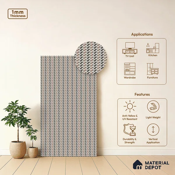 Patterned Look LM 15539 Douglus Dori 8 ft x 4 ft Matte Finish Decorative Laminate - 1 mm | Suitable for Bedroom, TV Unit, Wardrobe