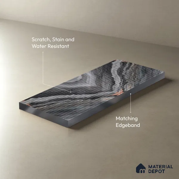 Marble Fluted Look LM 15476 Diamond 8 ft x 4 ft Glossy Finish Decorative Laminate - 1 mm | Suitable for TV Unit, Wardrobe, Kitchen Cabinets
