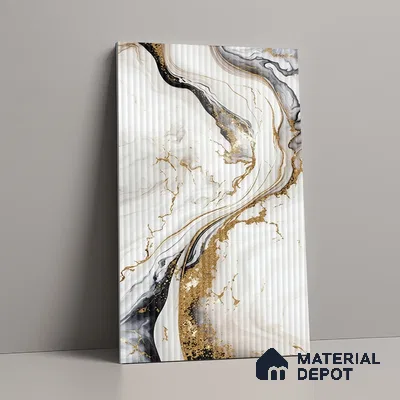 Marble Fluted Look LM 15494 Liquid Stone 8 ft x 4 ft Glossy Finish Decorative Laminate - 1 mm | Suitable for TV Unit, Wardrobe, Kitchen Cabinets