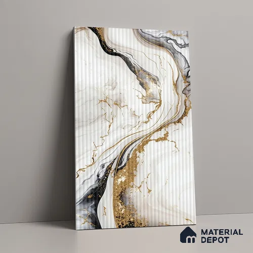 Marble Fluted Look LM 15494 Liquid Stone 8 ft x 4 ft Glossy Finish Decorative Laminate - 1 mm | Suitable for TV Unit, Wardrobe, Kitchen Cabinets