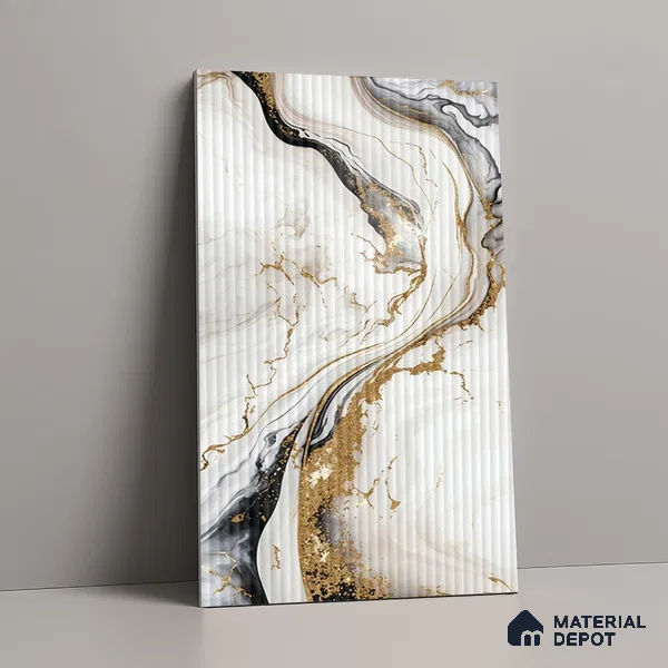 Marble Fluted Look LM 15494 Liquid Stone 8 ft x 4 ft Glossy Finish Decorative Laminate - 1 mm | Suitable for TV Unit, Wardrobe, Kitchen Cabinets