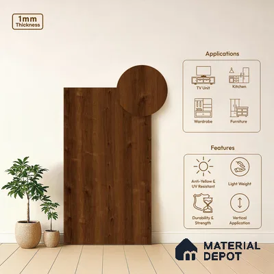 Wooden Look LM 01266 Rusted Maple 8 ft x 4 ft Hydra Bark Finish Decorative Laminate - 1 mm | Suitable for TV Unit, Wardrobe, Kitchen Cabinets