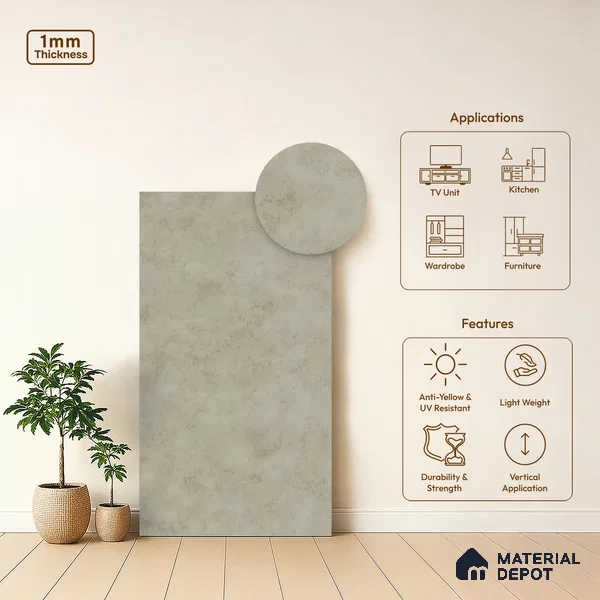 Marble Look LM 01271 Zarki Marble 8 ft x 4 ft Surenity Fusion Finish Decorative Laminate - 1 mm | Suitable for TV Unit, Wardrobe, Kitchen Cabinets