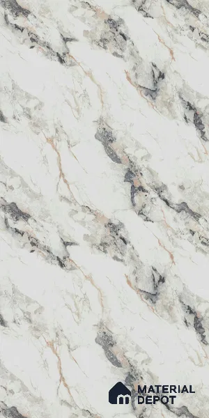White Marble Look LM 02801 Safroni Marble 8 ft x 4 ft Zero Soft Matt Finish Decorative Laminate - 1 mm | Suitable for TV Unit, Wardrobe, Kitchen Cabinets
