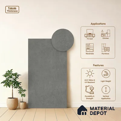 Grey Marble Look LM 02814 Concrete Grey 8 ft x 4 ft Sand Stone Finish Decorative Laminate - 1 mm | Suitable for TV Unit, Wardrobe, Kitchen Cabinets