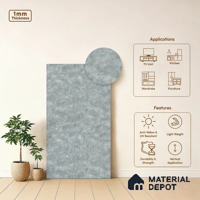 Grey Marble Look LM 02821 Sure Gravel 8 ft x 4 ft Fine Sand Stone Finish Decorative Laminate - 1 mm | Suitable for TV Unit, Wardrobe, Kitchen Cabinets