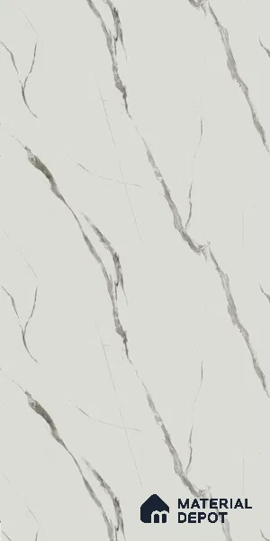 White Marble Look LM 02829 White Carrara 8 ft x 4 ft Stonem Finish Decorative Laminate - 1 mm | Suitable for TV Unit, Wardrobe, Kitchen Cabinets
