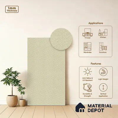 Beige Terrazzo Look LM 02832 Floral Fusion 8 ft x 4 ft Capella Finish Decorative Laminate - 1 mm | Suitable for TV Unit, Wardrobe, Kitchen Cabinets