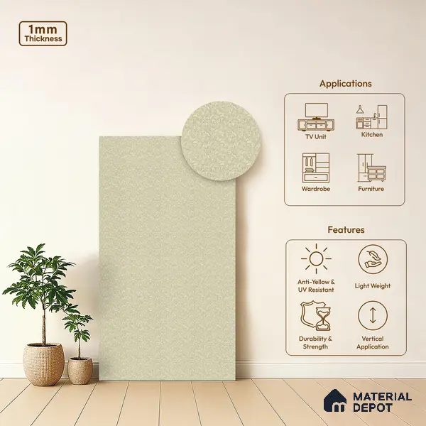 Beige Terrazzo Look LM 02832 Floral Fusion 8 ft x 4 ft Capella Finish Decorative Laminate - 1 mm | Suitable for TV Unit, Wardrobe, Kitchen Cabinets