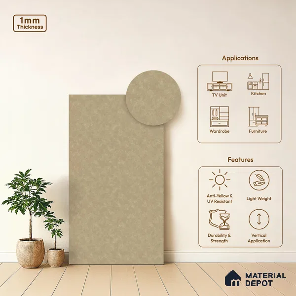 Grey Marble Look LM 02835 Casper Sage 8 ft x 4 ft Crux Finish Decorative Laminate - 1 mm | Suitable for TV Unit, Wardrobe, Kitchen Cabinets