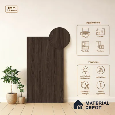Wooden Look LM 02852 Umber 8 ft x 4 ft Zero Soft Oak Finish Decorative Laminate - 1 mm | Suitable for TV Unit, Wardrobe, Kitchen Cabinets