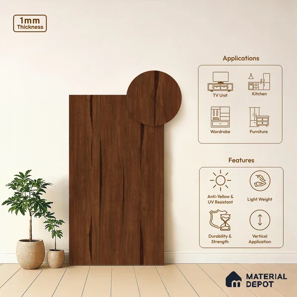 Wooden Look LM 02855 Timber 8 ft x 4 ft Zero Soft Oak Finish Decorative Laminate - 1 mm | Suitable for TV Unit, Wardrobe, Kitchen Cabinets