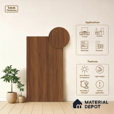 Wooden Look LM 02865 Tribcano 8 ft x 4 ft Zero Soft Matt Finish Decorative Laminate - 1 mm | Suitable for TV Unit, Wardrobe, Kitchen Cabinets