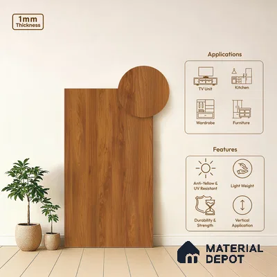 Wooden Look LM 02876 Balsa Yellow 8 ft x 4 ft Zero Soft Wooden Finish Decorative Laminate - 1 mm | Suitable for TV Unit, Wardrobe, Kitchen Cabinets