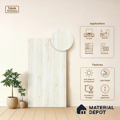 Wooden Look LM 02915 Knotty Pine 8 ft x 4 ft Impress Grain Finish Decorative Laminate - 1 mm | Suitable for TV Unit, Wardrobe, Kitchen Cabinets