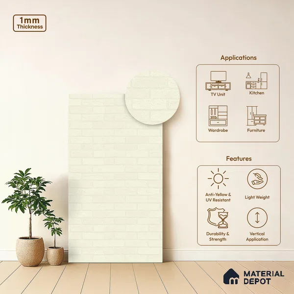 Beige Marble Look LM 02919 Egg White 8 ft x 4 ft RGL Finish Decorative Laminate - 1 mm | Suitable for TV Unit, Wardrobe, Kitchen Cabinets