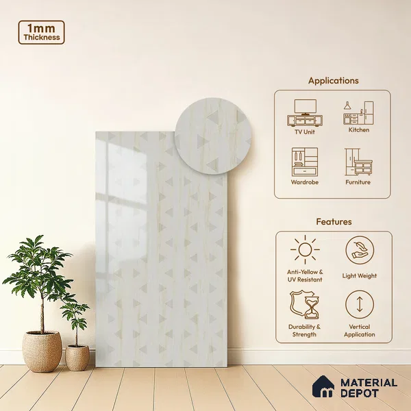 cream Marble Look LM 02926 8 ft x 4 ft Texture Finish Decorative Laminate - 1 mm | Suitable for TV Unit, Wardrobe, Kitchen Cabinets