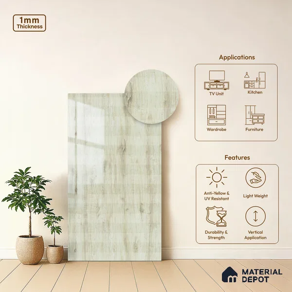 Beige Marble Look LM 02929 Cuneo Oak Light 8 ft x 4 ft Horizona Finish Decorative Laminate - 1 mm | Suitable for TV Unit, Wardrobe, Kitchen Cabinets