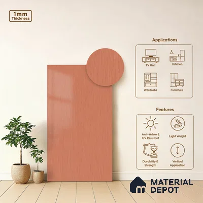 Brown Metallic Look LM 02945 Copper 8 ft x 4 ft Foil Finish Decorative Laminate - 1 mm | Suitable for TV Unit, Wardrobe, Kitchen Cabinets