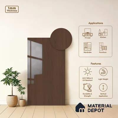 Wooden Look LM 02951 Redian 8 ft x 4 ft High Gloss Finish Decorative Laminate - 1 mm | Suitable for TV Unit, Wardrobe, Kitchen Cabinets