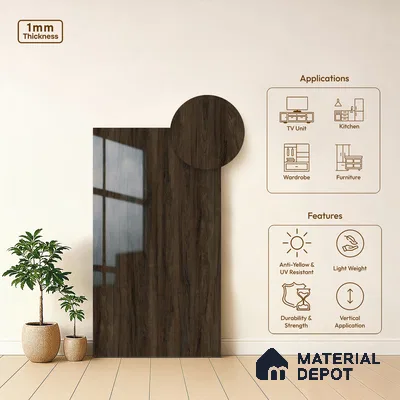 Wooden Look LM 02970 Country Oak 8 ft x 4 ft High Gloss Finish Decorative Laminate - 1 mm | Suitable for TV Unit, Wardrobe, Kitchen Cabinets