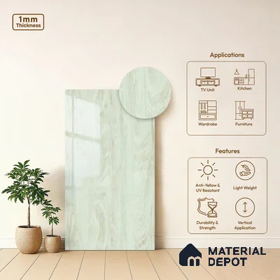 Wooden Look LM 02972 Casablanca 8 ft x 4 ft High Gloss Finish Decorative Laminate - 1 mm | Suitable for TV Unit, Wardrobe, Kitchen Cabinets