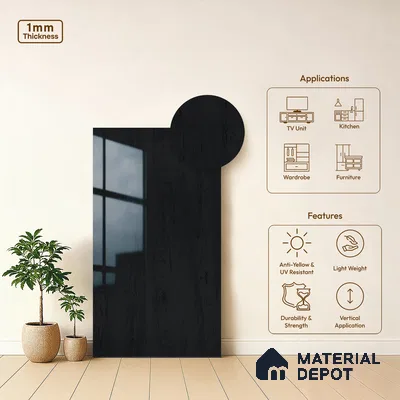 Wooden Look LM 02974 Azure Accent 8 ft x 4 ft High Gloss Finish Decorative Laminate - 1 mm | Suitable for TV Unit, Wardrobe, Kitchen Cabinets