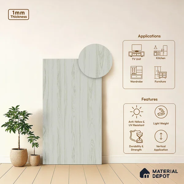 Wooden Look LM 03010 Swish Elm 8 ft x 4 ft Suede Finish Decorative Laminate - 1 mm | Suitable for TV Unit, Wardrobe, Kitchen Cabinets