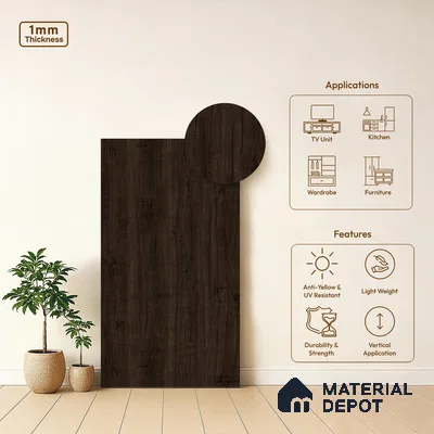 Wooden Look LM 03014 Jute Maple 8 ft x 4 ft Suede Finish Decorative Laminate - 1 mm | Suitable for TV Unit, Wardrobe, Kitchen Cabinets