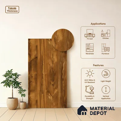 Wooden Look LM 03019 Boston Russet 8 ft x 4 ft Suede Finish Decorative Laminate - 1 mm | Suitable for TV Unit, Wardrobe, Kitchen Cabinets