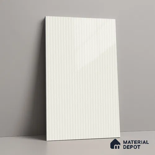 Milky White Fluted Solid Color Look LM 15478 Milky Way 8 ft x 4 ft Glossy Finish Decorative Laminate - 1 mm | Suitable for TV Unit, Wardrobe, Kitchen Cabinets