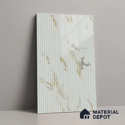Marble Fluted Look LM 15554 Creamy Venetino 8 ft x 4 ft Glossy Finish Decorative Laminate - 1 mm | Suitable for TV Unit, Wardrobe, Kitchen Cabinets