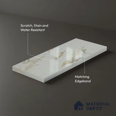 Marble Fluted Look LM 15554 Creamy Venetino 8 ft x 4 ft Glossy Finish Decorative Laminate - 1 mm | Suitable for TV Unit, Wardrobe, Kitchen Cabinets