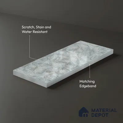 Marble Fluted Look LM 15496 Golden Vein Stone 8 ft x 4 ft Glossy Finish Decorative Laminate - 1 mm | Suitable for TV Unit, Wardrobe, Kitchen Cabinets