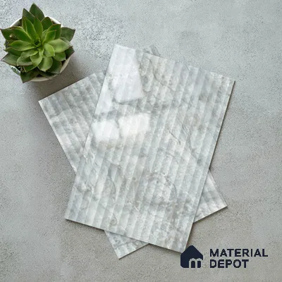 Marble Fluted Look LM 15496 Golden Vein Stone 8 ft x 4 ft Glossy Finish Decorative Laminate - 1 mm | Suitable for TV Unit, Wardrobe, Kitchen Cabinets