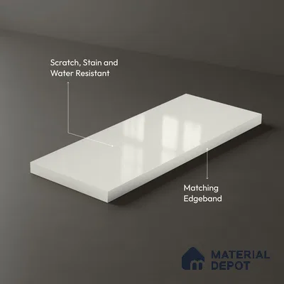 Milky White Solid Colors Look LM 15479 Milky Way 8 ft x 4 ft High Gloss Finish Decorative Laminate - 1 mm | Suitable for Living Room, Kitchen, Office
