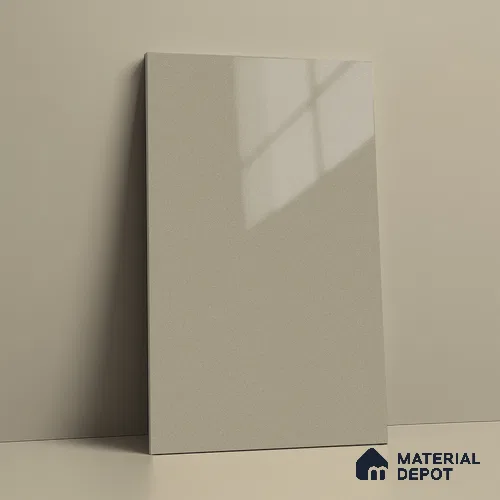 Warm Grey Solid Colors Look LM 15490 Crux Grey 8 ft x 4 ft High Gloss Finish Decorative Laminate - 1 mm | Suitable for Living Room, Kitchen, Office