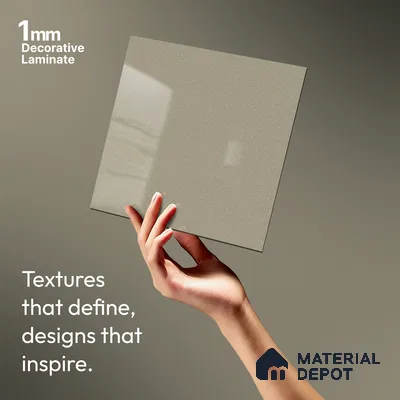 Warm Grey Solid Colors Look LM 15490 Crux Grey 8 ft x 4 ft High Gloss Finish Decorative Laminate - 1 mm | Suitable for Living Room, Kitchen, Office