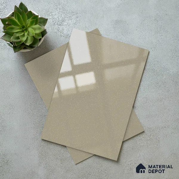 Warm Grey Solid Colors Look LM 15490 Crux Grey 8 ft x 4 ft High Gloss Finish Decorative Laminate - 1 mm | Suitable for Living Room, Kitchen, Office