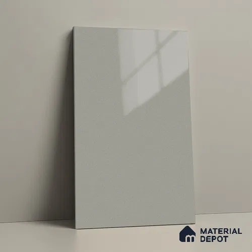 Solid Colors Look LM 15487 Spartan Grey 8 ft x 4 ft High Gloss Finish Decorative Laminate - 1 mm | Suitable for Living Room, Kitchen, Office