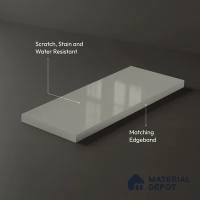 Solid Colors Look LM 15487 Spartan Grey 8 ft x 4 ft High Gloss Finish Decorative Laminate - 1 mm | Suitable for Living Room, Kitchen, Office