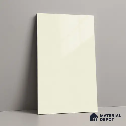 Solid Colors Look LM 15481 Ivory 8 ft x 4 ft High Gloss Finish Decorative Laminate - 1 mm | Suitable for Living Room, Kitchen, Office