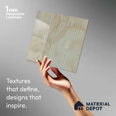 Beige Marble Look LM 02786 Volcano Marble 8 ft x 4 ft Glassious Flute Finish Decorative Laminate - 1 mm | Suitable for TV Unit, Wardrobe, Kitchen Cabinets